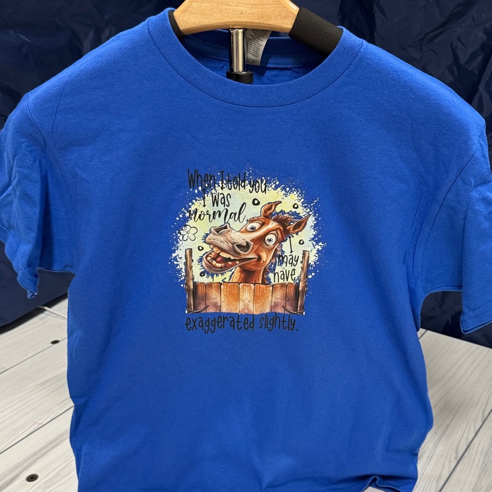 Gildan Blue Kids Short Sleeve Tee with Cartoon Design